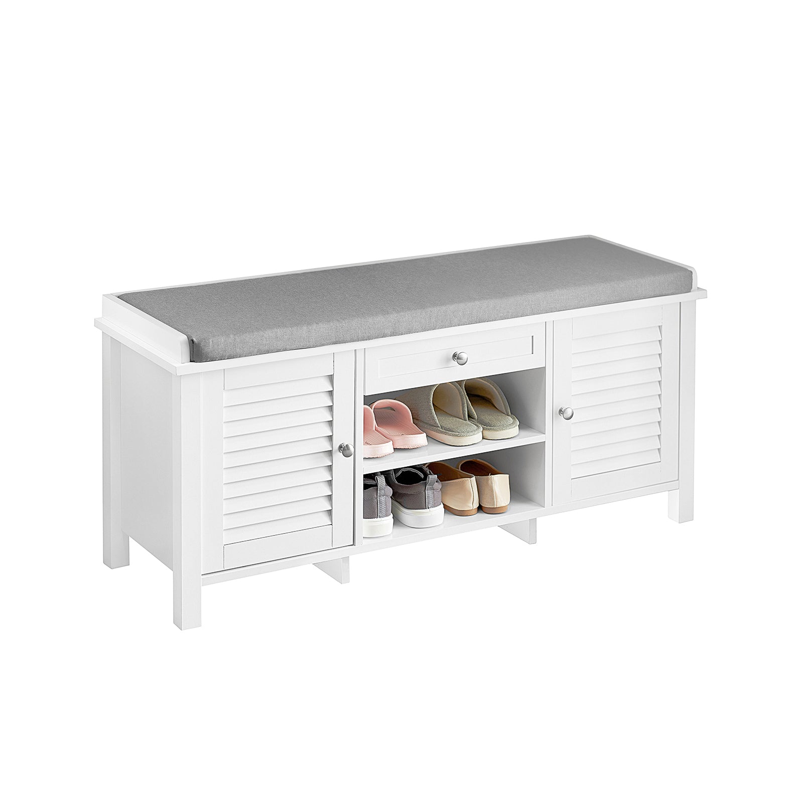 SoBuy FSR83 W Hallway Storage Bench Shoe Cabinet with 2 Shutter Doors SoBuy UK