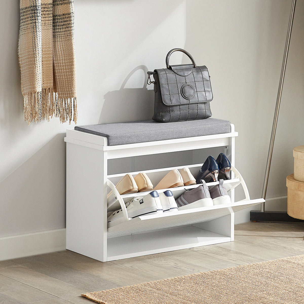 SoBuy FSR98-W, Hallway Shoe Bench Shoe Rack Shoe Cabinet with Seat Cus ...