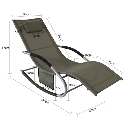 SoBuy OGS28-BRx2, Set of 2 Outdoor Garden Rocking Chair Sun Lounger