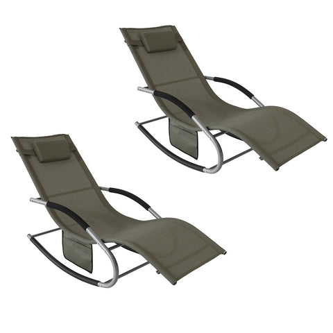 SoBuy OGS28-BRx2, Set of 2 Outdoor Garden Rocking Chair Sun Lounger